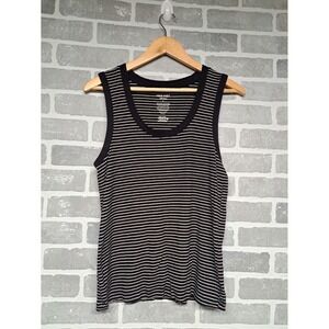 Nine‎ West Womens Soft Spun Black White Striped Tank Top Size Large
